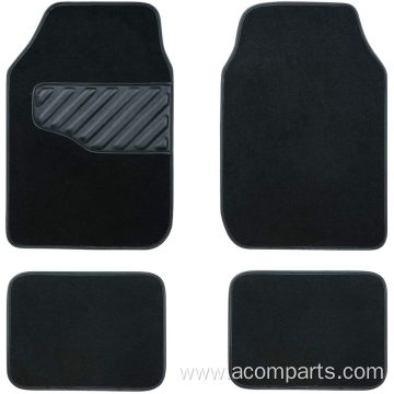 Black Carpet Floor Mat with Driver Heel Pad